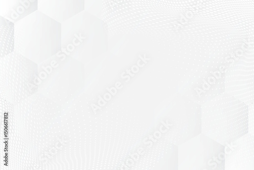 Abstract trendy technology of gradient white and gray hexagonal element pattern artwork design background. Use for ad, poster, presentation, print, artwork. illustration vector 