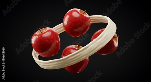 Red Apples in Creamy Swirl: A Delicious 3D Render