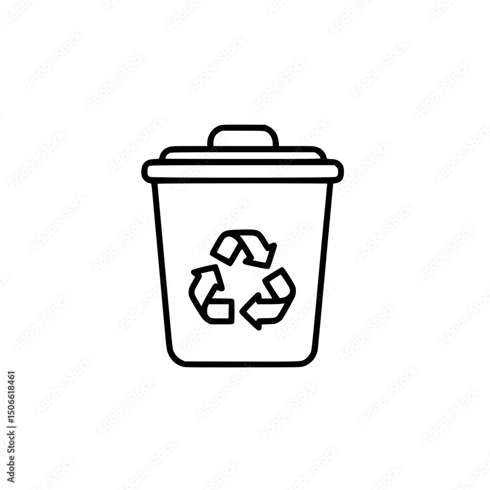 Recycle Bin Icon Simple Line Drawing for Recycling Symbol Recycle Bin Icon Simple Line Drawing for Recycling Symbol