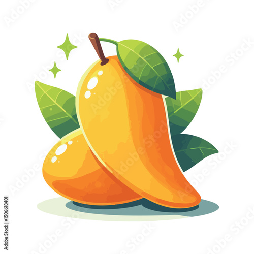 Mango fruit isolated flat vector illustration with white baground
