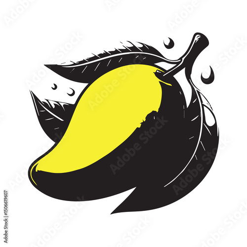Mango fruit isolated flat vector illustration with white baground