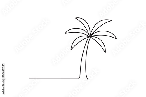 Palm tree continuous one line drawing minimalism design