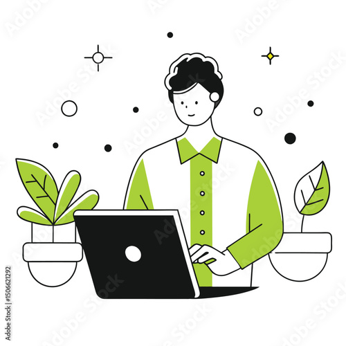  coding business illustration of a man 