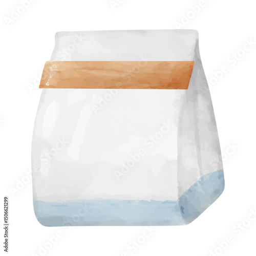 水彩画風のガムテープで封をした紙袋