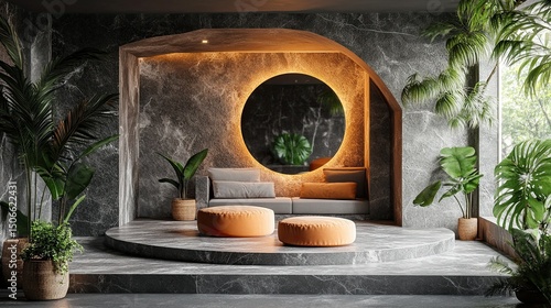 Luxurious 3D Room Set for Product Showcases wooden table and chairs