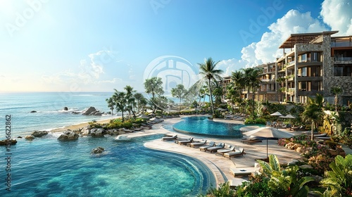 Wallpaper Mural swimming pool in the resort Luxurious Beachfront Resort Torontodigital.ca