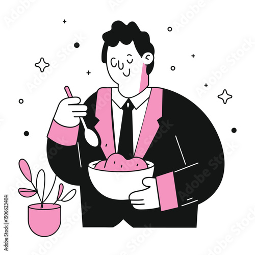 self feed business illustration of a man