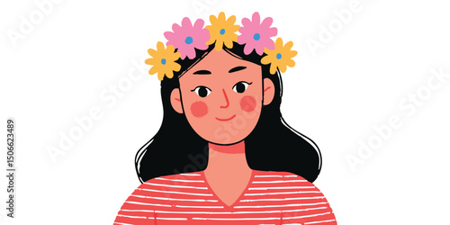 A girl wearing a floral cro...
