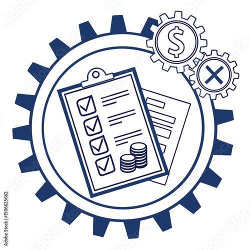 Business process automation and compliance, finance tracking and workflow management concept illustration