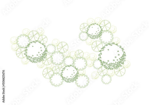 architecture drawing plant tree top view plan greenery vegetation vector. design nature architectural landscape set element illustration bush garden flora sapling minimal. architect isolated.