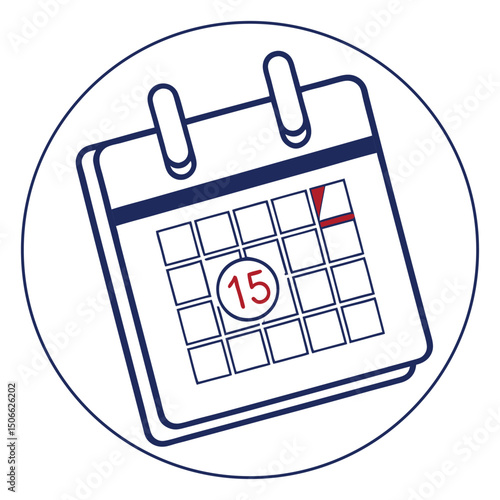 Icon depicting a calendar showing a specific date highlighted and circled