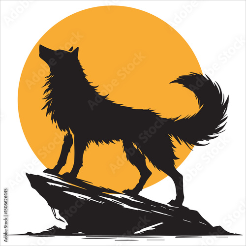Howling Wolf Silhouette vector