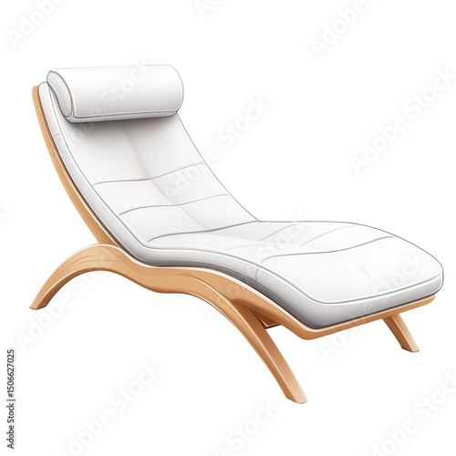 Luxurious white leather chaise lounge inviting relaxation and comfort with on transparent background