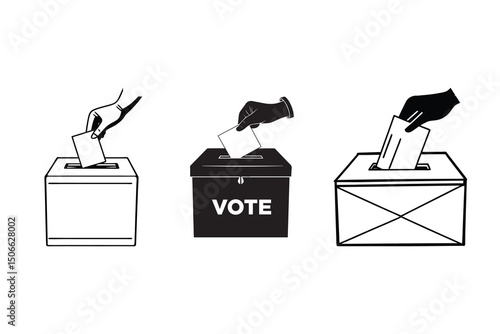 Hand voting ballot box, Election Vote concept Icon silhouette Illustration