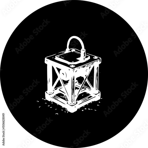 Abstract geometric construct in monochrome, suggesting technological innovation
