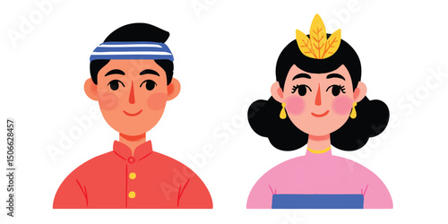 A charming illustration portrays a male and female, both dressed in traditional attire, bringing to life a moment of cultural representation.