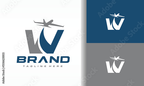 W Letter Airplane Logo