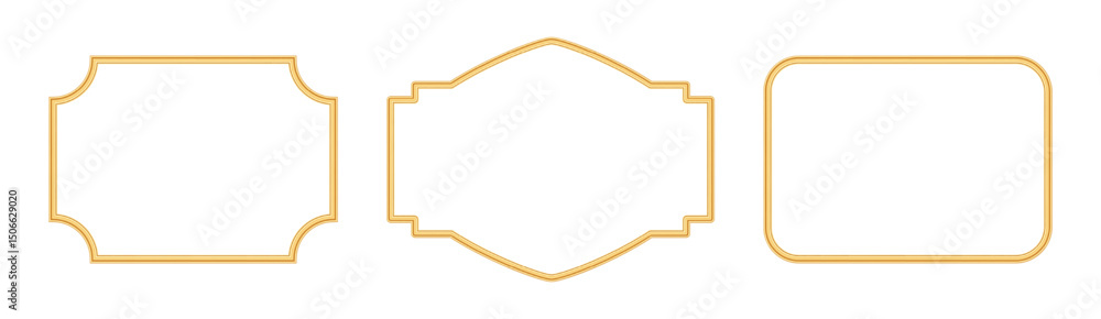 custom made wallpaper toronto digitalCollection of golden shiny luxury frames. Vintage rectangle beveled frame, ornamental border in oriental style, realistic object mockup for photo frame with round corner. Vector illustration