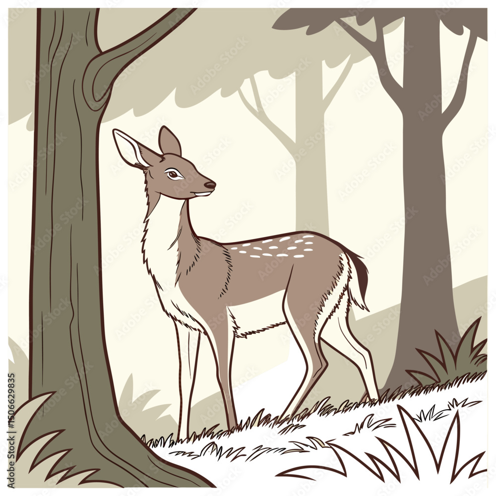 Obraz premium Natural deer outline illustration