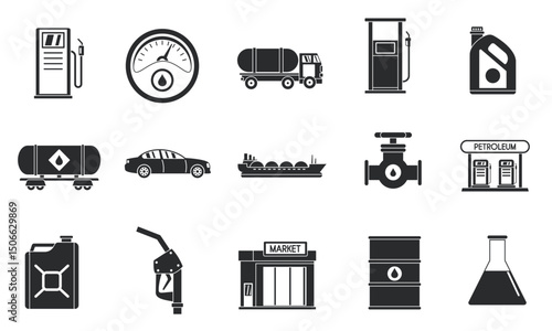 Gas station icons set vector. editable	