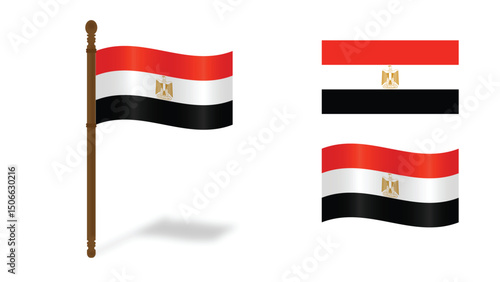 Egypt national flag illustration, waving and flat design styles