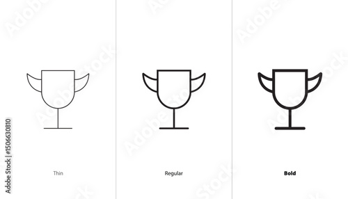 Set of trophy cup. thin, regular and bold line icons. outline collection of trophy icon. winner cup. reward symbol sign. vector icon