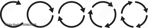 Circle arrow icon set. refresh reload arrow symbol. Recycle, Repeat reload icons set. round arrow.