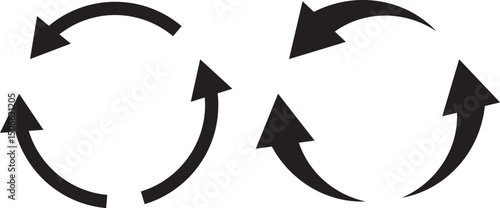 Circle arrow icon set. refresh reload arrow symbol. Recycle, Repeat reload icons set. round arrow.