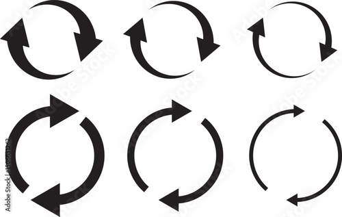 Circle arrow icon set. refresh reload arrow symbol. Recycle, Repeat reload icons set. round arrow.
