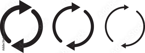 Circle arrow icon set. refresh reload arrow symbol. Recycle, Repeat reload icons set. round arrow.