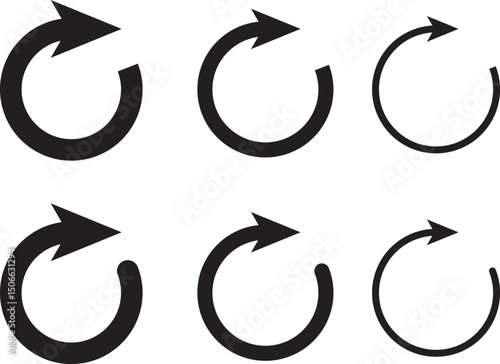 Circle arrow icon set. refresh reload arrow symbol. Recycle, Repeat reload icons set. round arrow.