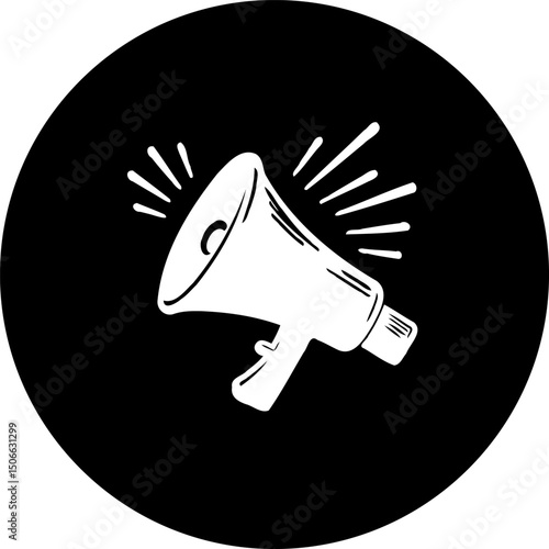 Loudspeaker graphic illustration for attention grabbing communication concept