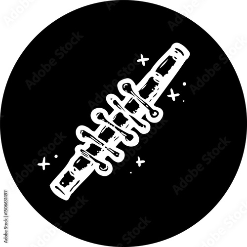 Stylized schematic illustration of a resistor component in black background