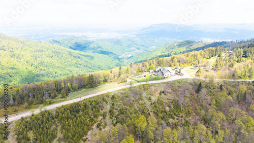Fototapeta Naklejka Na Ścianę i Meble -  View from Beskidy Mountains - Klimczok peak (Beskid Slaski). Beskid Slaski is a part of Karpaty (Carpathian mountains). Europe