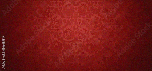Red Floral Damask Pattern Vintage Style Textured Backdrop Wallpaper Design