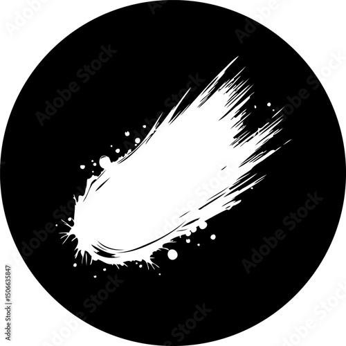 Abstract monochromatic celestial phenomenon design within a circular frame
