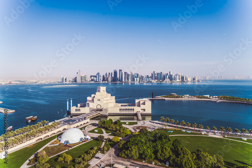 Museum of islamic art dominating the skyline of Doha photo