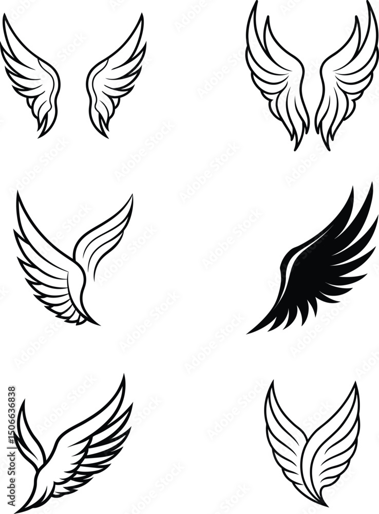 Fototapeta premium wings set vector silhouette