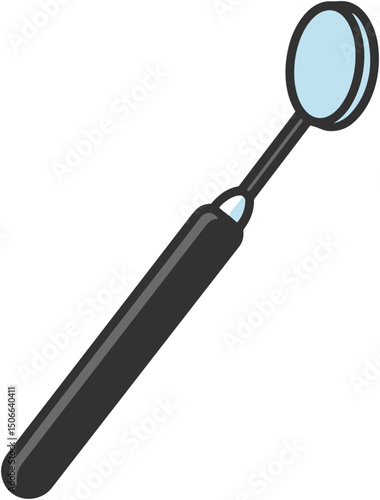 Dental mirror with black handle for oral examination  