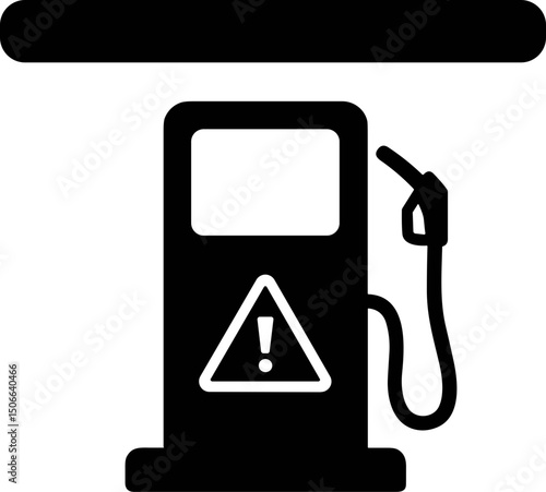 Gas pump with caution symbol for fuel safety warning 