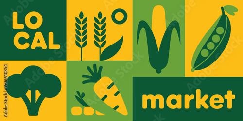 Local Market Illustration Featuring Fresh Produce