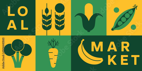 Local Market Illustration Featuring Fresh Produce