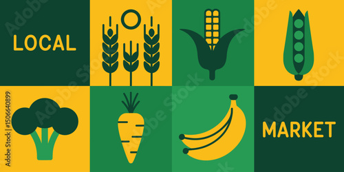 Local Market Illustration Featuring Fresh Produce