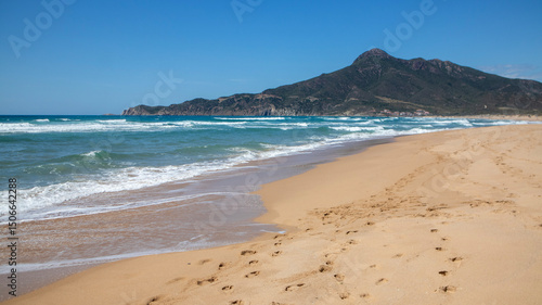 Fototapeta Naklejka Na Ścianę i Meble -  Sardinian sea Buggerru coast, San Nicolo' beach, Portixeddu  village, Italy