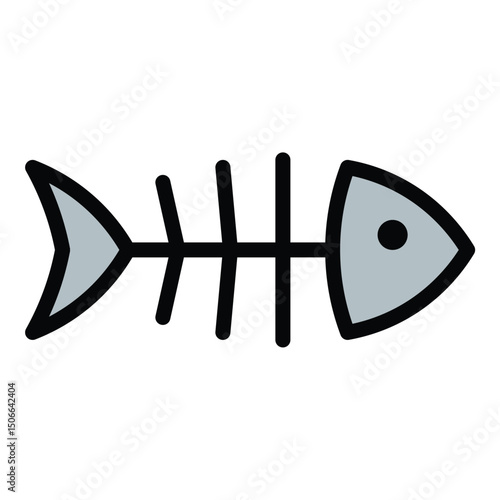 Fish bones icon flat line style illustration representing food waste and decomposition, suitable for recycling, environmental, and sanitation-related projects