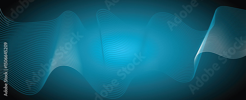 blue wave lines pattern background. Abstract line wave gradient poster background vector. Minimalist cover template with vibrant perspective line wave in motion, banner, flyer, music, ads