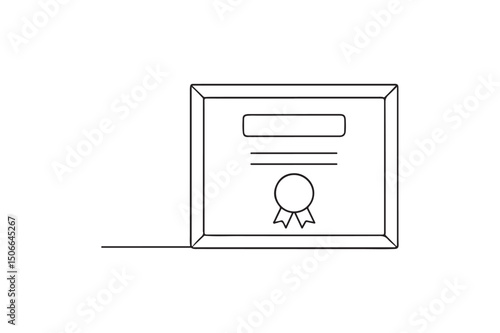 Framed Certificate continuous one line drawing minimalism design
