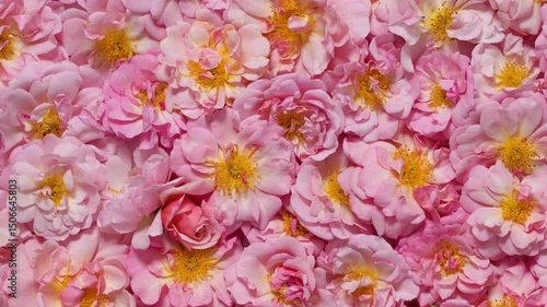 Background of small pink roses, slowly rotation
