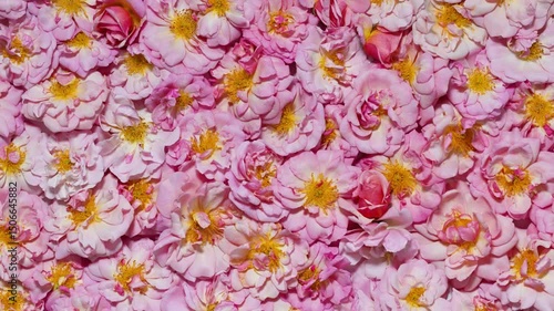 Background of small pink roses, slowly rotation