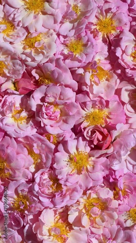Background of small pink roses, slowly rotation